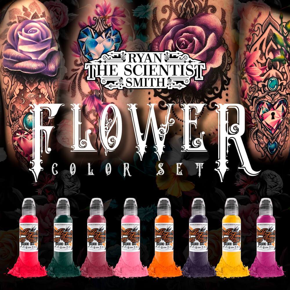  World Famous Flower Set Tattoo Ink, Vegan and